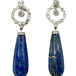 Lapis Lazuli and Diamond Drop Earrings