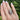 Art Deco diamond and ruby ring worn on hand for scale and fit