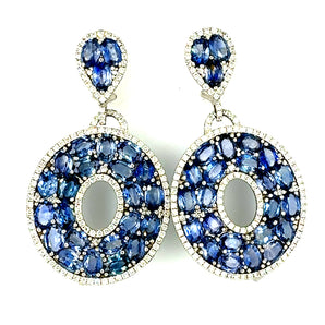 Blue Sapphire and Diamond Earrings
