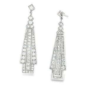Architectual Art Deco Style Diamond Earrings