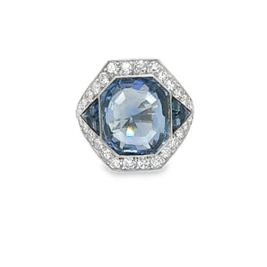 Magnificent 9.00 carat natural color blue sapphire and diamond ring in platinum – HGM Fine Jewelry New Orleans