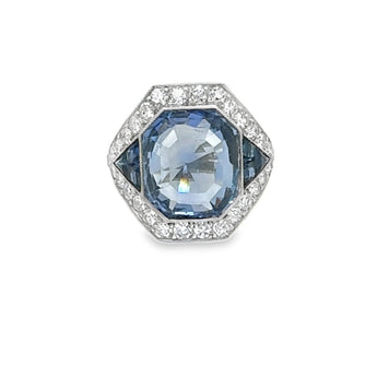 Magnificent 9.00 carat natural color blue sapphire and diamond ring in platinum – HGM Fine Jewelry New Orleans
