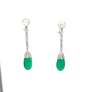 Cabochon Emerald and Diamond Drop Earrings