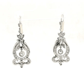 Diamond Drop Earrings Edwardian circa 1915 back