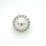 White South sea pearl and diamond ring 
