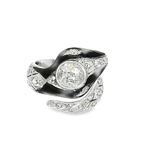 Art Deco Snake Ring with Diamonds
