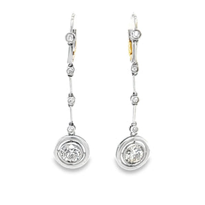 Art Deco 1.60 carat diamond drop earrings in platinum – HGM Jewelry New Orleans