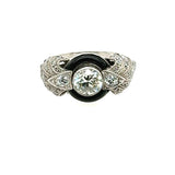 Art Deco black onyx and diamond ring with round brilliant center – New Orleans fine jewelry
