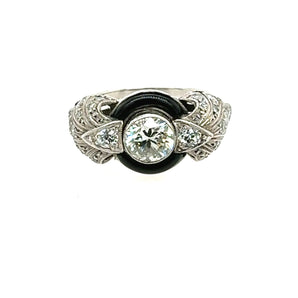 Art Deco black onyx and diamond ring with round brilliant center – New Orleans fine jewelry