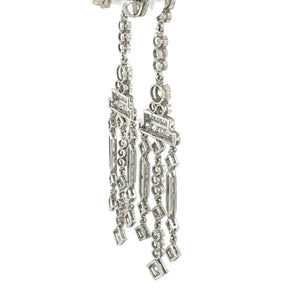 Side view of Art Deco diamond dangle earrings – platinum design from New Orleans jewelry expert