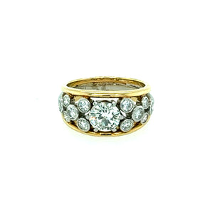 2.20 carat bezel set diamond ring in yellow gold and platinum – HGM Jewelry New Orleans