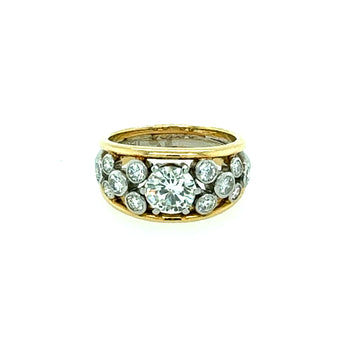 2.20 carat bezel set diamond ring in yellow gold and platinum – HGM Jewelry New Orleans