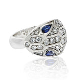 Angled shot of Bvlgari Serpenti diamond & sapphire ring – fine designer jewelry