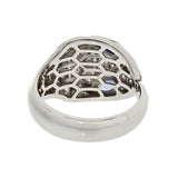 Side profile of Bvlgari Serpenti ring in 18k white gold with serpent head detail