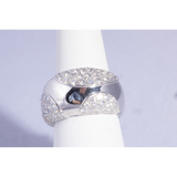 Side profile of Cartier pavé diamond ring in polished white gold