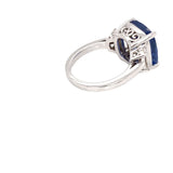 Top-down view of sapphire ring with shield-shaped diamonds – Shop HGM Jewelry New Orleans