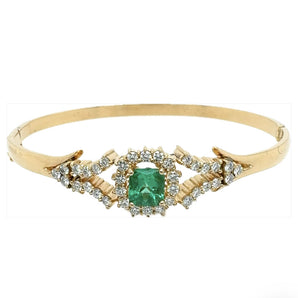 1.50 carat Colombian emerald and diamond bangle bracelet in 18k yellow gold – New Orleans fine jewelry by HGM