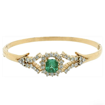 1.50 carat Colombian emerald and diamond bangle bracelet in 18k yellow gold – New Orleans fine jewelry by HGM