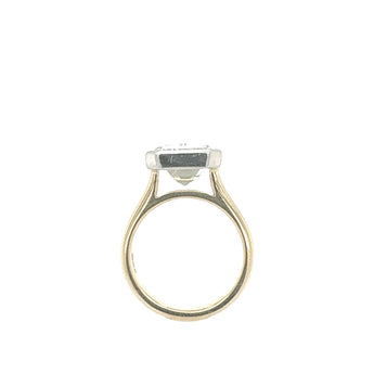 Top view of emerald cut diamond ring in gold setting – HGM Jewelry New Orleans