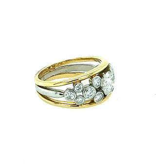 Detailed profile of bezel set diamond ring – luxury New Orleans jewelry in yellow gold