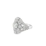 Close-up of round brilliant diamond setting on Art Deco style ring – New Orleans HGM Jewelry
