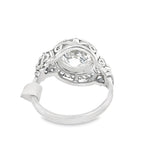 Platinum band profile of round cut engagement ring with vintage setting – New Orleans fine jewelry