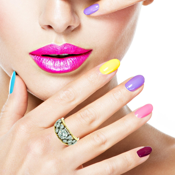 Diamond ring on model’s hand – 2.20 carat bezel set engagement or statement ring from HGM Jewelry New Orleans