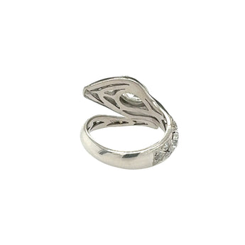 Back view of platinum snake ring with Art Deco detailing and diamond setting – New Orleans vintage jewelry