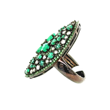 Profile view of emerald and diamond ring with black rhodium finish – HGM Jewelry New Orleans