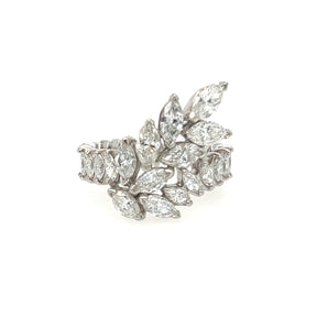 Front view of 5.00 carat marquise diamond eternity band in platinum, vintage estate jewelry