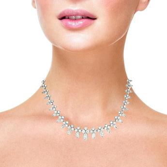 Marquise diamond necklace worn on model – elegant white gold jewelry from HGM Jewelry New Orleans