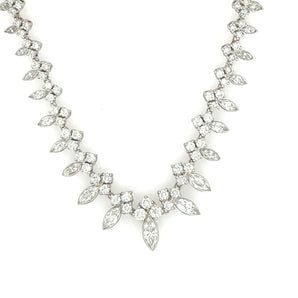 Front view of magnificent marquise diamond necklace in 18k white gold – HGM Jewelry New Orleans