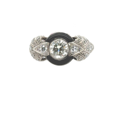 Top-down view of black onyx and diamond ring – elegant vintage-style ring in New Orleans