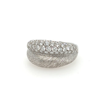 Front view of pavé diamond and white gold ring signed by Picchiotti, estate Italian jewelry
