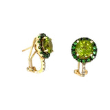 Close-up of peridot and tsavorite garnet earrings with diamond drops – HGM Jewelry New Orleans