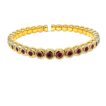 Stretch ruby bracelet in 18k yellow gold – handcrafted stackable jewelry by HGM Jewelry New Orleans
