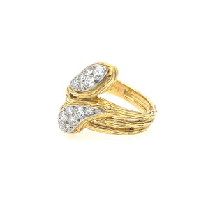 Parisian-style Van Cleef & Arpels gold ring with pave-set diamonds
