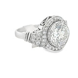 Side angle of platinum engagement ring with round brilliant diamond – New Orleans wedding jewelry