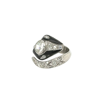 Side profile of antique snake-shaped ring with 1 carat diamond – Estate jewelry New Orleans