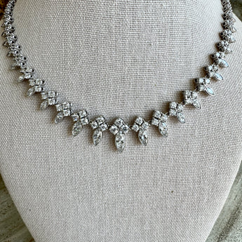 Close-up of 16 carat marquise diamond necklace in white gold – elegant fine jewelry from HGM Jewelry