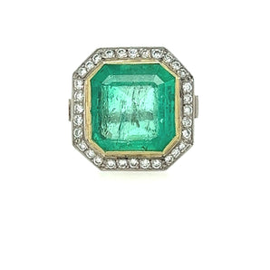 8.80 Carat Columbian Emerald and Diamond ring