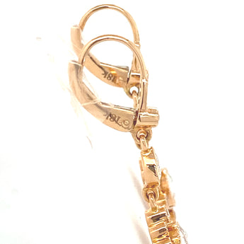 Side profile of diamond drop earrings in 18K rose gold with delicate rose-cut stones